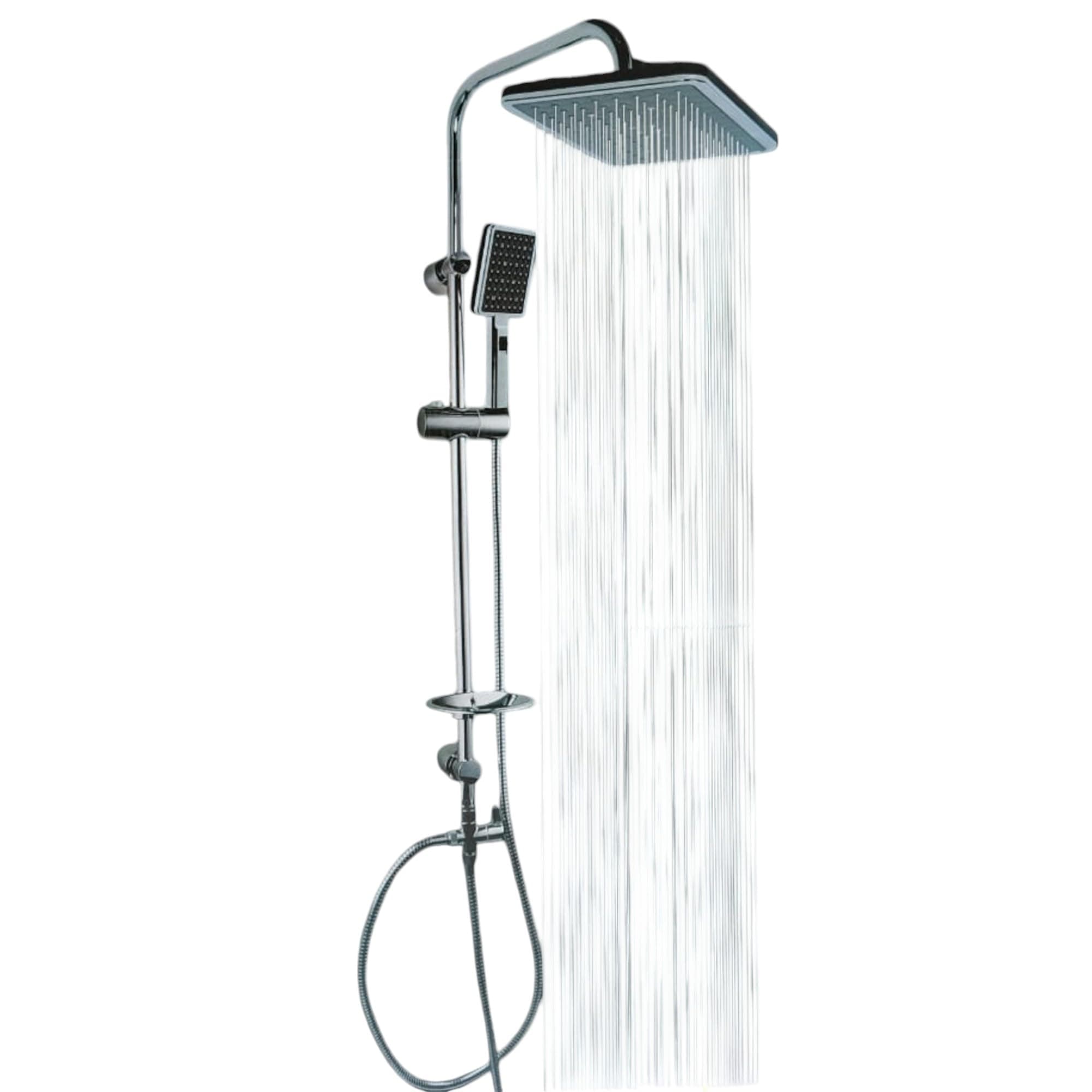 AZTON - SK-06 - Wall Mounted Rainfall Shower System - Stainless Steel - Bathroom Shower Mixer Set with Handheld Spray, High-Pressure Bath Shower Combo, Premium Bathroom Fittings & Fixtures
