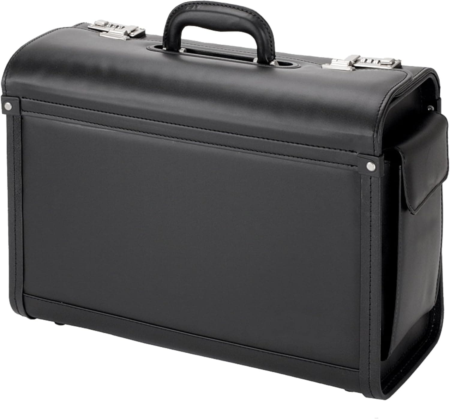 Genova Pilot Case Multi-section 2 Combination Locks Leather-look Black Ref 45028, Black, Pilot Case