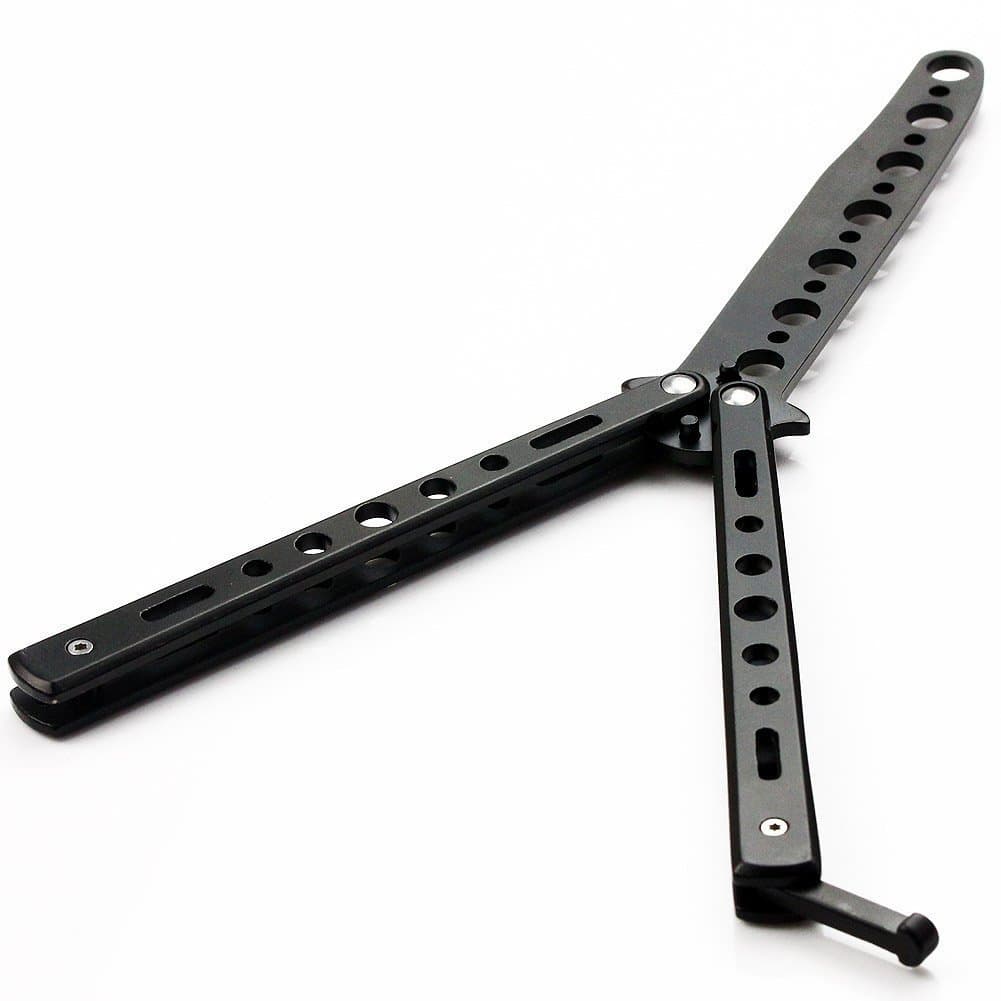 Black Metal Practice Balisong Butterfly Knife Trainer