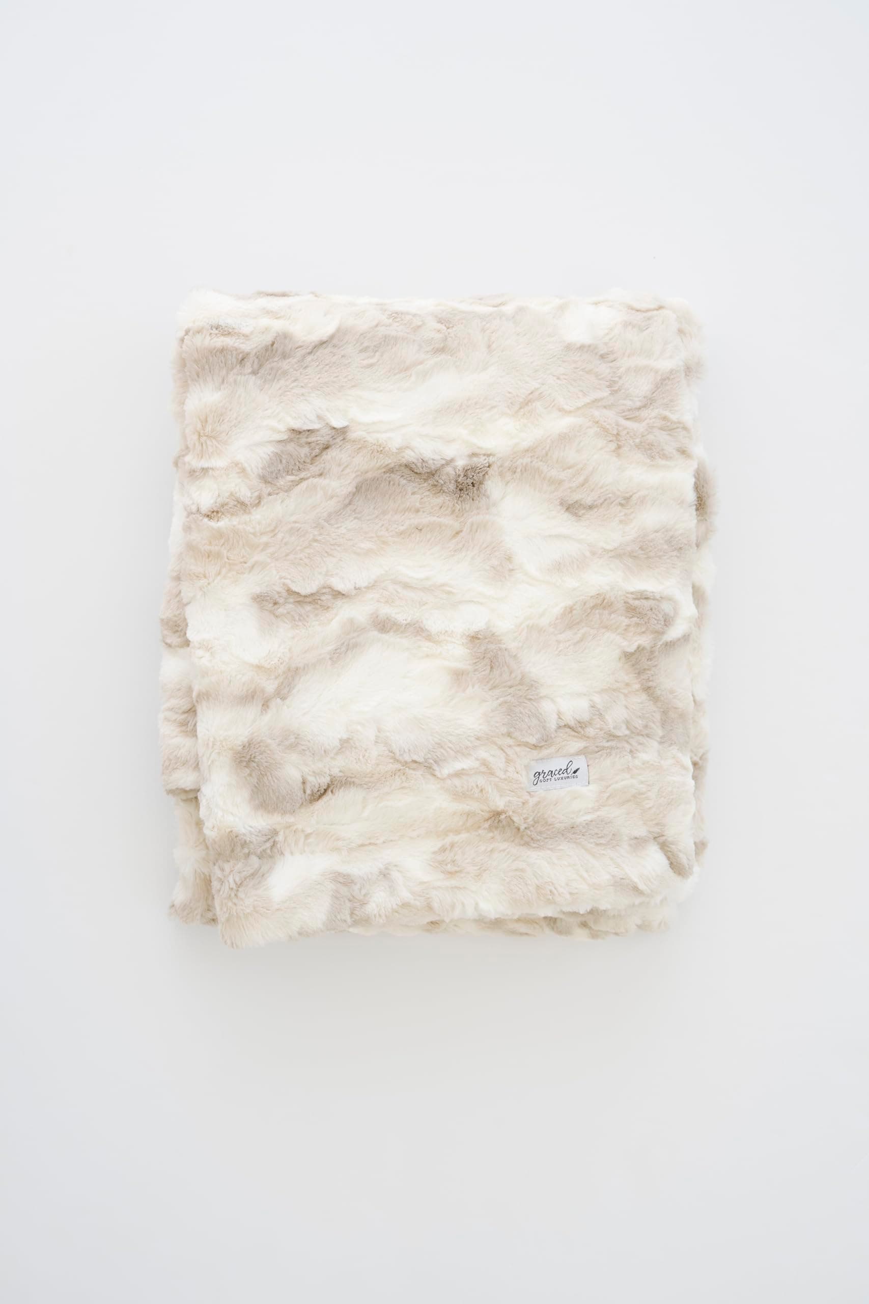 GRACED SOFT LUXURIES Oversized Throw Blanket Home Decor Warm Elegant Softest Cozy Faux Fur Decorative, Comfy, Cozy, Warm for Sofa Bed (Textured Marbled Ivory, 60" x 80")