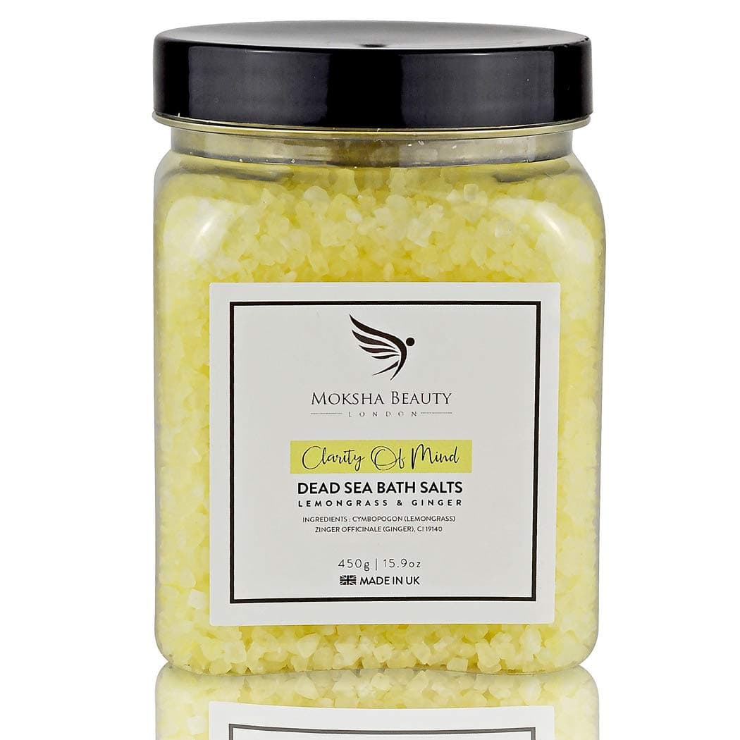 Dead Sea Bath Salts - Made in UK (450g) Natural Dead Sea Bath Salt for Women, Men. Lemongrass Essential Oils Christmas Gifts