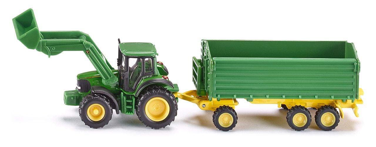 1843, John Deere with Front Loader and Trailer, 1:87, Metal,Plastic, Green, Tipper Trailer