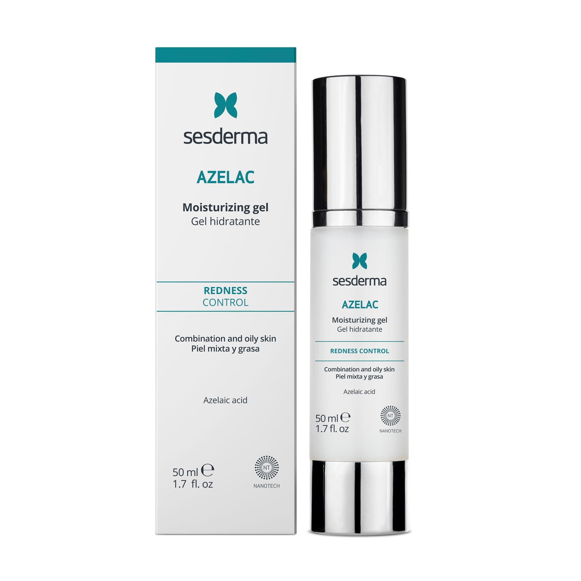 Azelac Moisturising Gel | Daily Moisturiser for Sensitive Skin | Rosacea Skin | Oily Combination Skin | Redness | Green Pigment | Hides Redness | 50ml