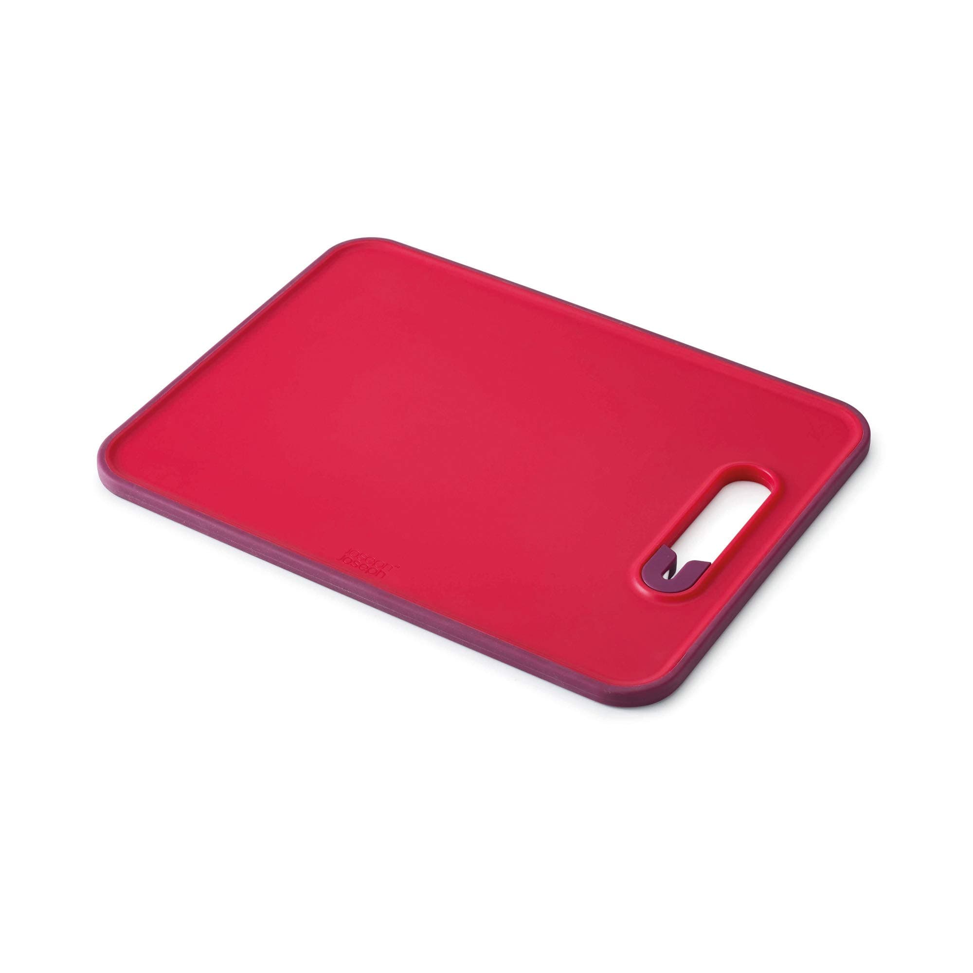 Joseph Joseph Slice & Sharpen Cutting Board with Integrated Knife Sharpener, Large, Red