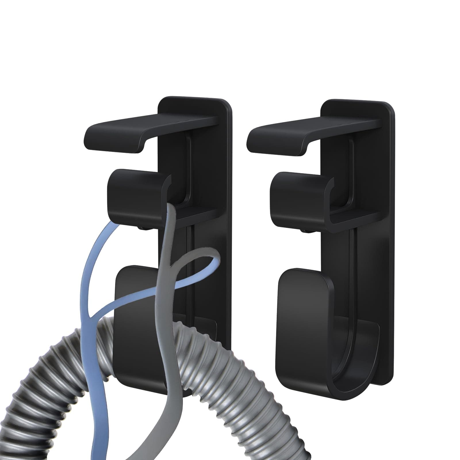 2PCS CPAP Hose Holder Hanger cpap Mask Hook & Tubing Holder for Bed with Anti-Skid Function Avoids Hose Tangle and 4 Removable Refill Strips（Damage-Free Hanging） cpap Machine Supplies