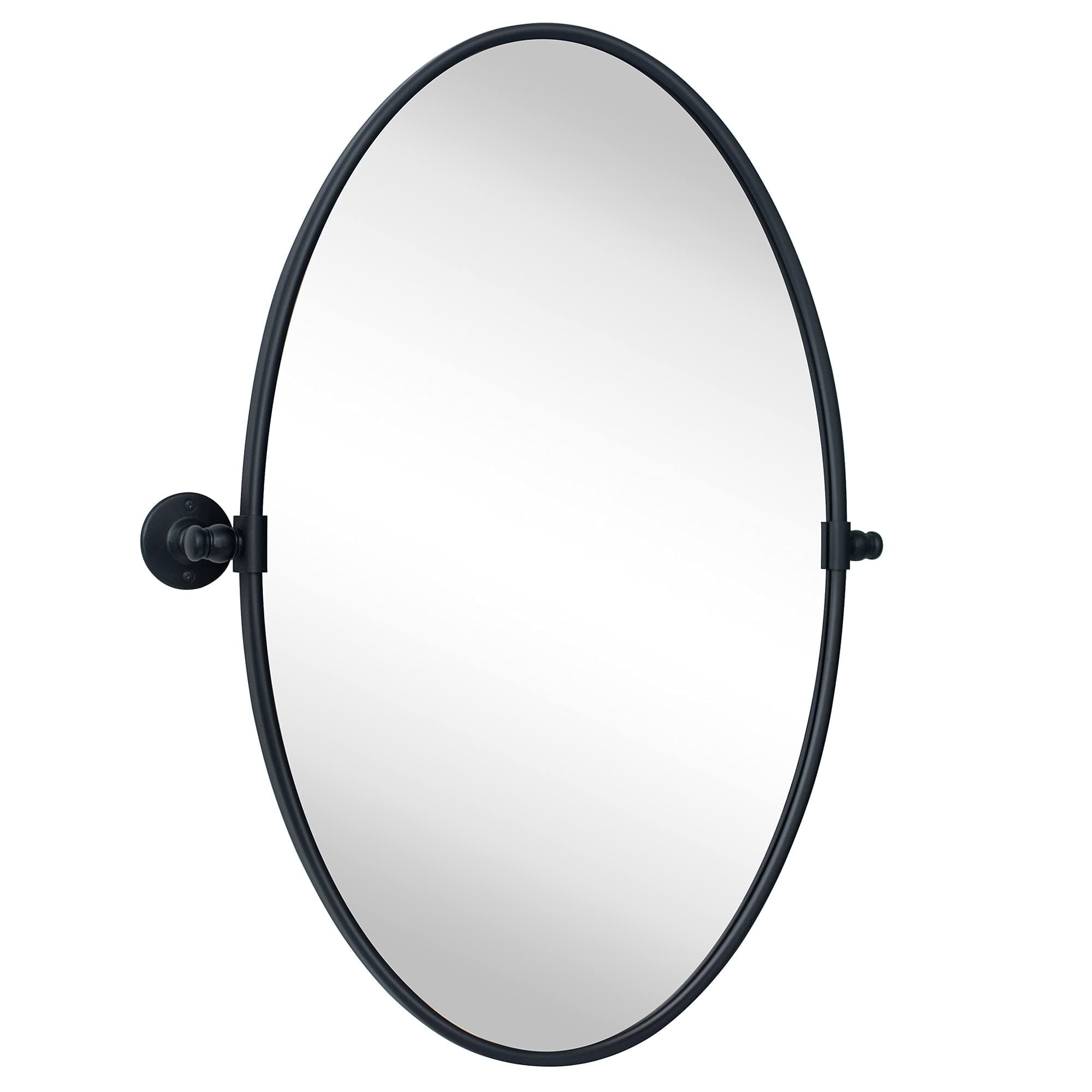 TEHOME Farmhouse Oval Metal Pivot Bathroom Vanity Mirror Tilting Beveled Vanity Mirrors for Wall 20x30''