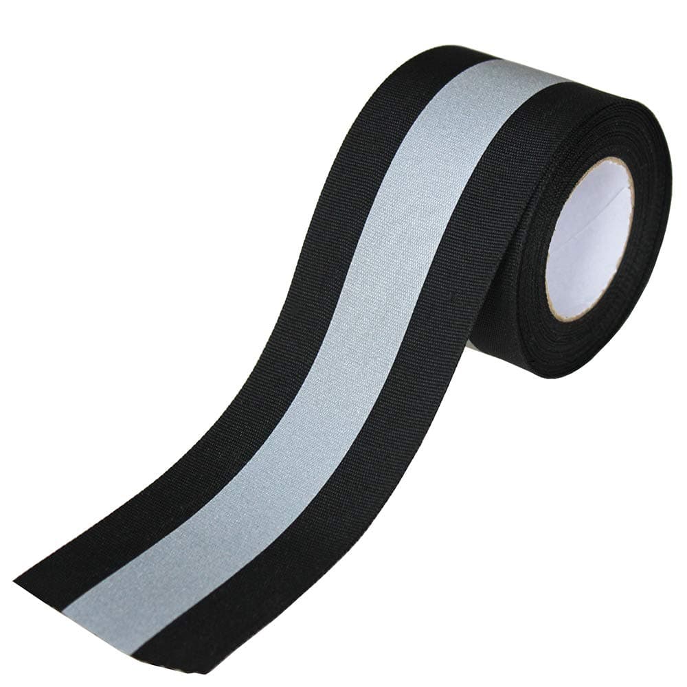 Silver Sew On Reflective Tape for Clothing - Black