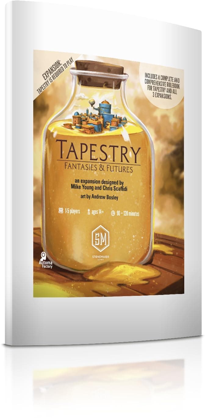 Tapestry: Fantasies & Futures Expansion by Chris Scaffidi & Mike Young | Add to Tapestry | New Civilizations, Cards, & Cities | Inspired by Fantasy & Sci-Fi | 1-5 Players, 120 Mins