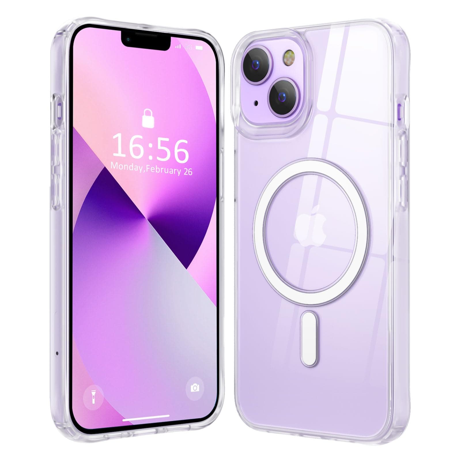 Compatible with iPhone 14/13 Case [Compatible with Magsafe & Military-Grade Protection] Slim Magnetic Transparent Clear Phone Case for iPhone 13/14 6.1'', Clear