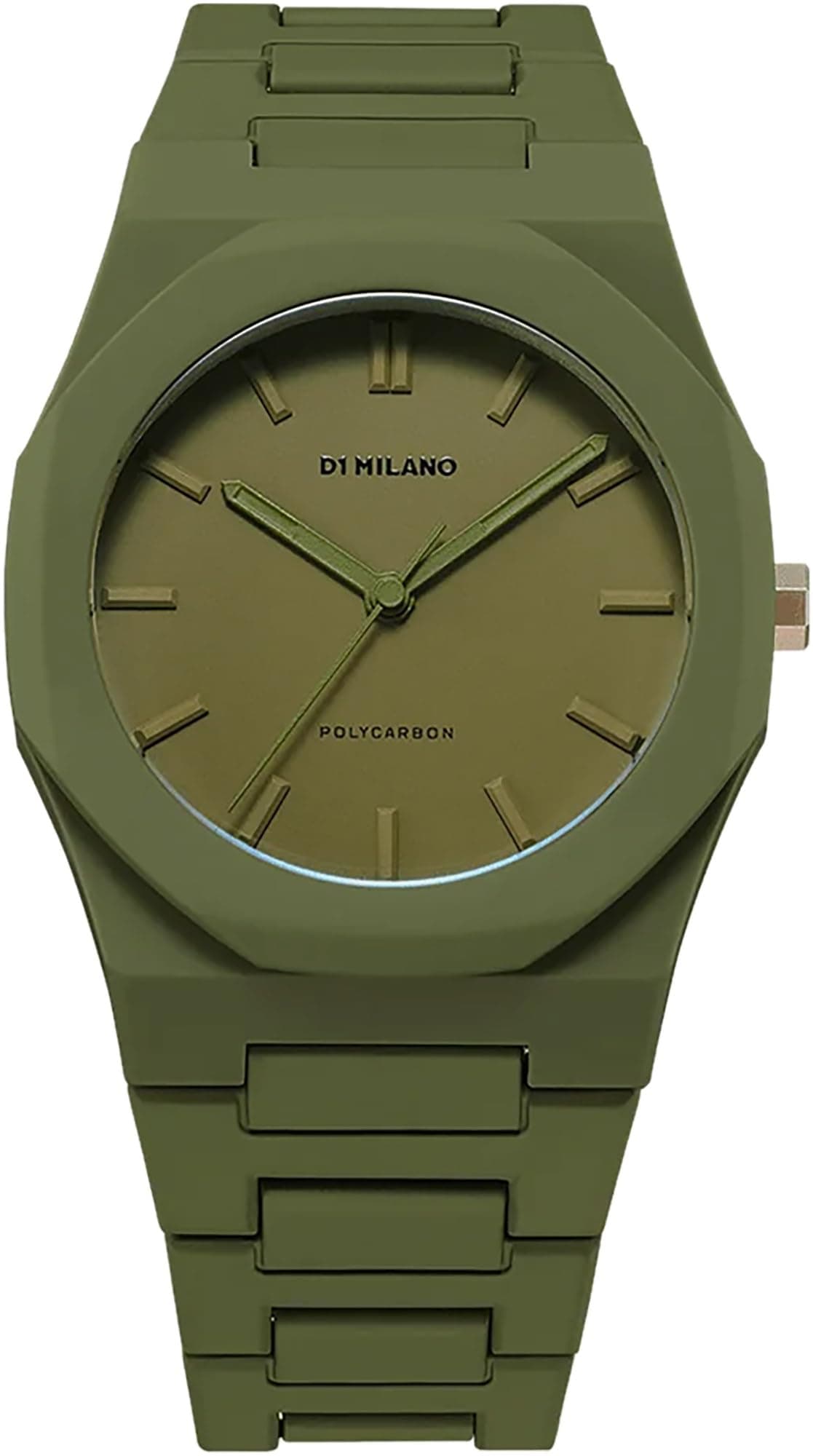 D1 Milano Polycarbon Unisex Luxury Watch, Polycarbonate Quartz Movement, Polycarbonate Strap, 50M Water Resistant Timepiece, Green Dial, 2 Years Warranty - PCBJ22