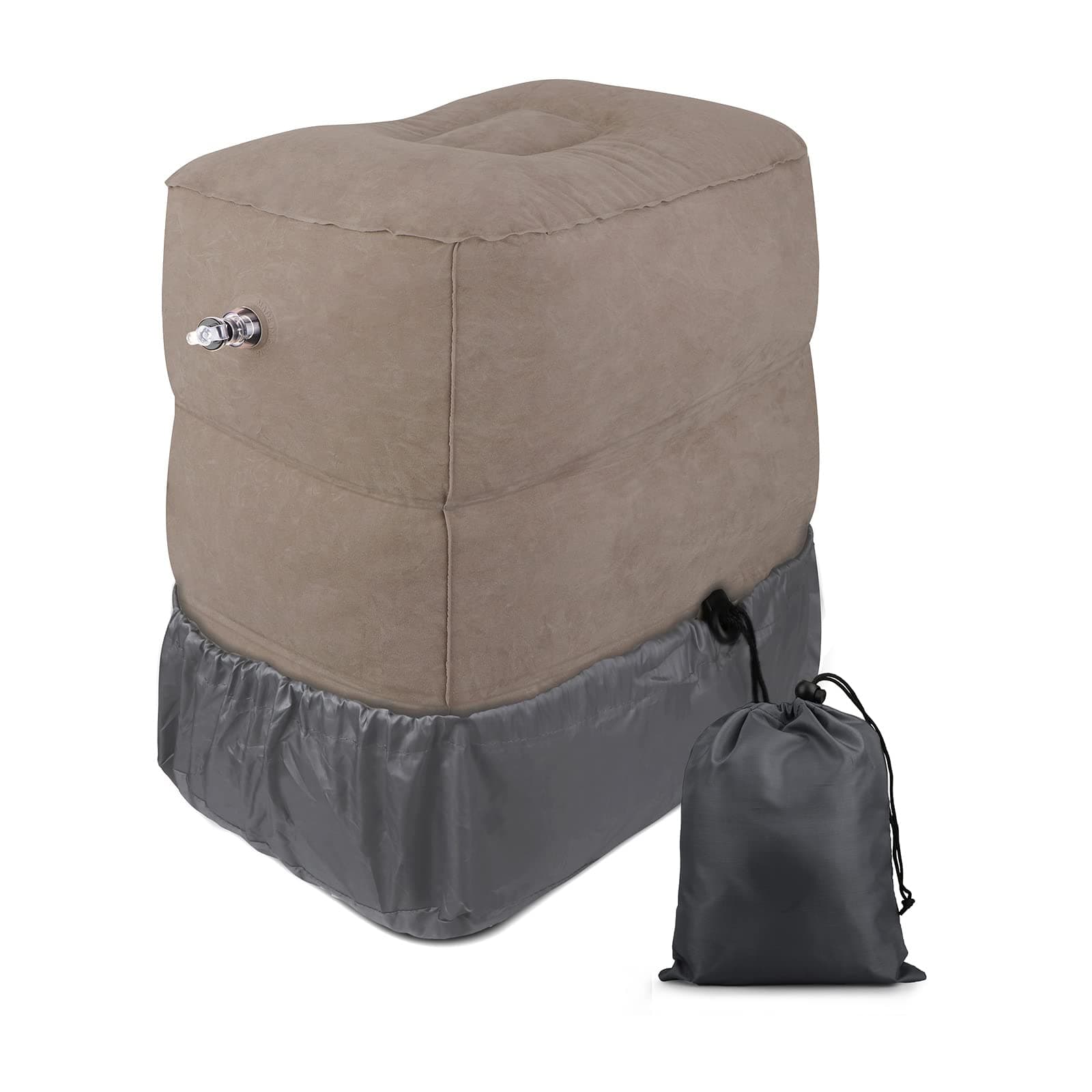 Homarket Inflatable Foot Rest Pillow for Travel,Travel Accessories, Adults Airplane Travel Pillow-Adjustable Height Cushions,for Kids to Sleep While Traveling,Suitable for Office, Home, Car (Grey)