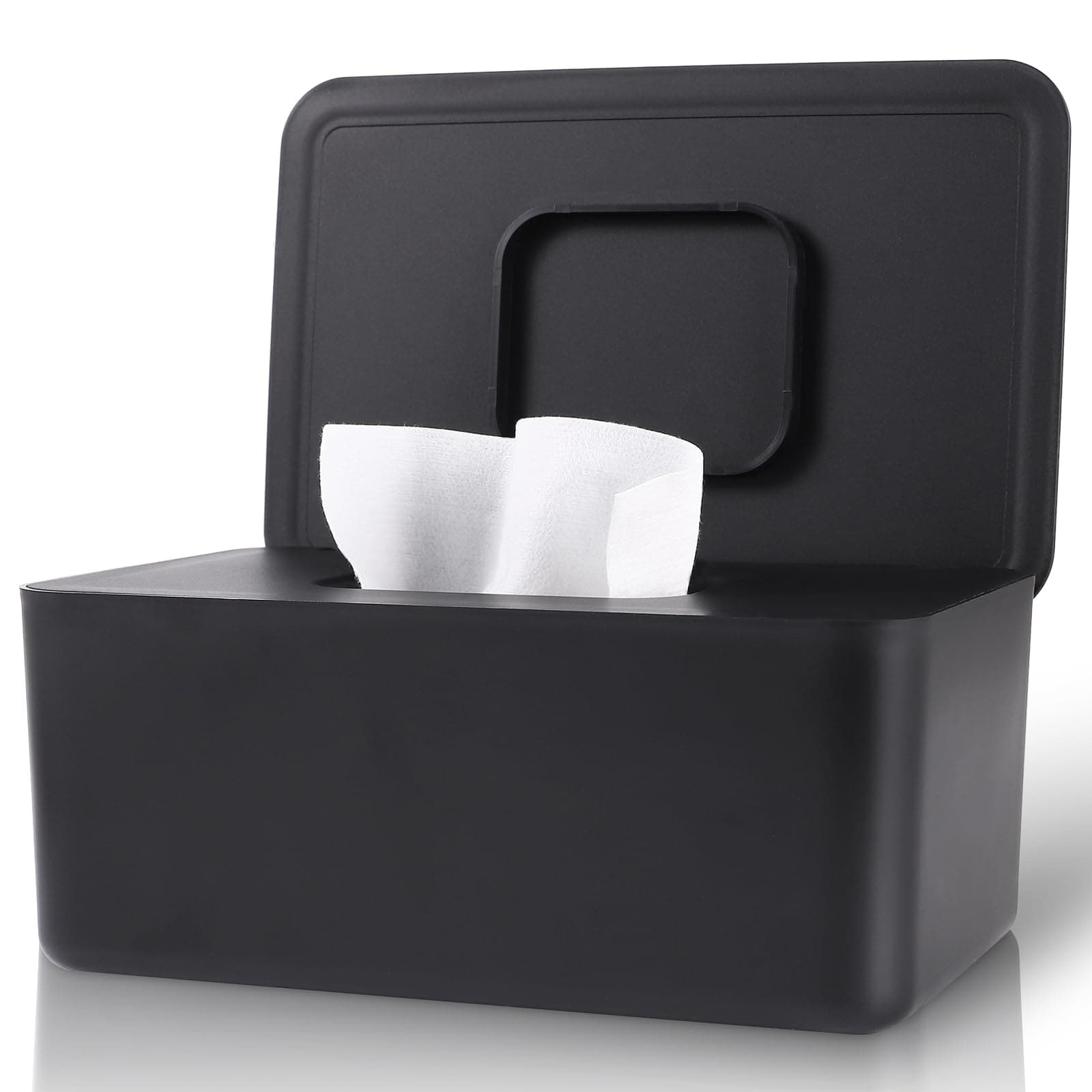 Baby Wipes Dispenser, Wipes Dispenser Baby Wipes Case, Baby Wipe Holder for Fresh Wipes, Non-Slip Wipes Case, Wipe Container with Sealing Design Lid (Black)