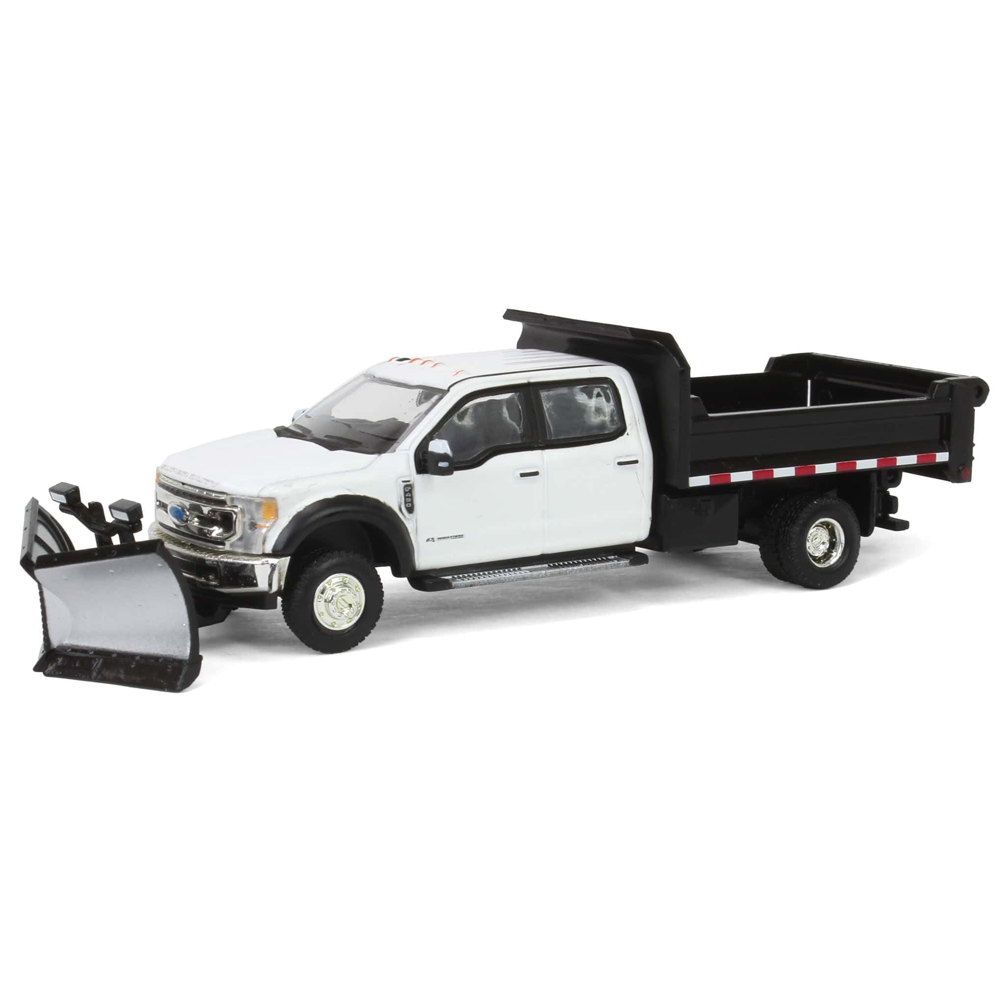 Truck 1/64 2020 F-450 XLT Super Duty Dually with V-Plow & Dump Bed White 51396-B