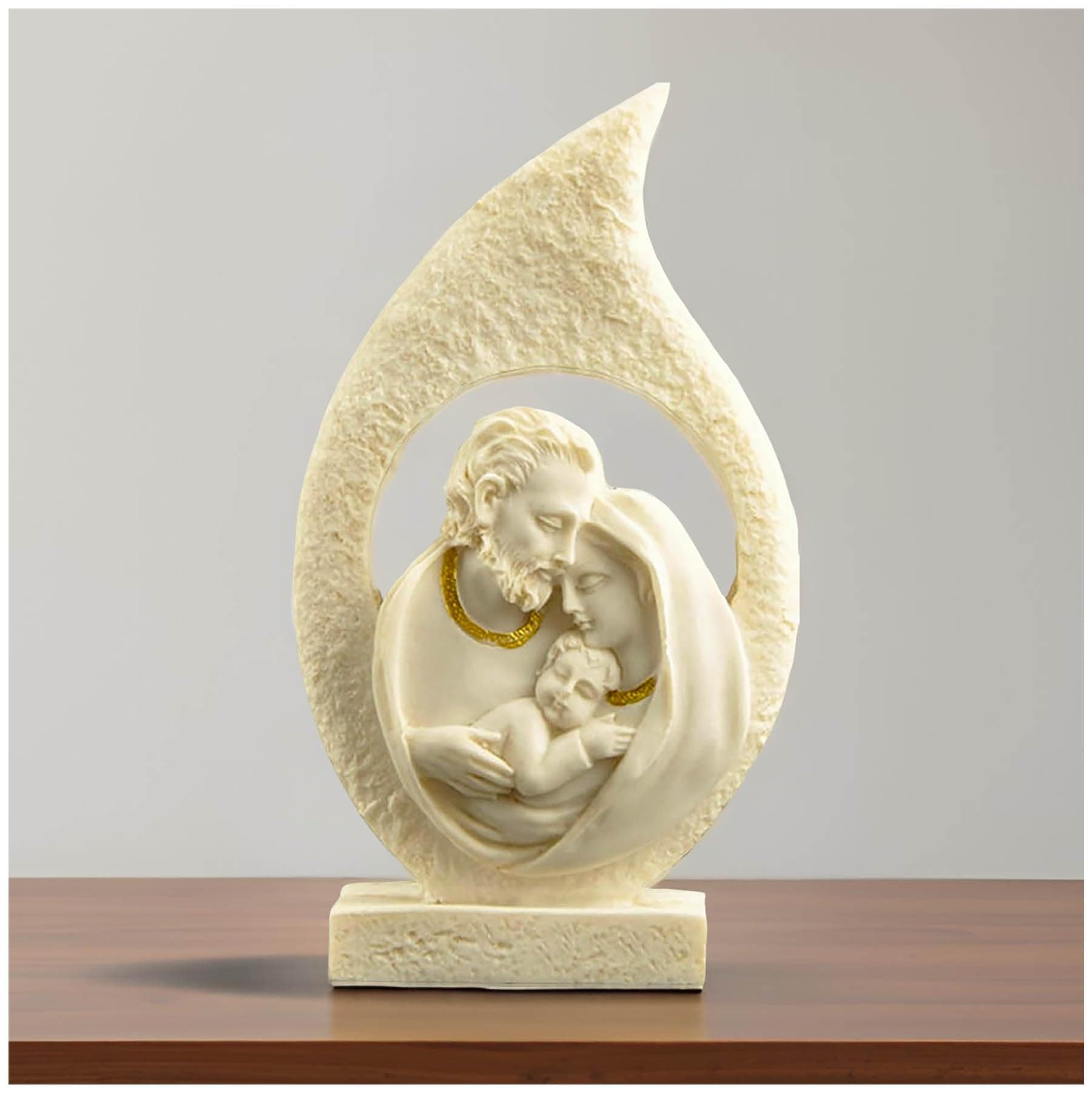Nativity Set Holy Family, Holy Family Figure Statue Imitation Sandstone, Christmas Nativity Set Indoor Statues Decorative Collection 5’’ Tall