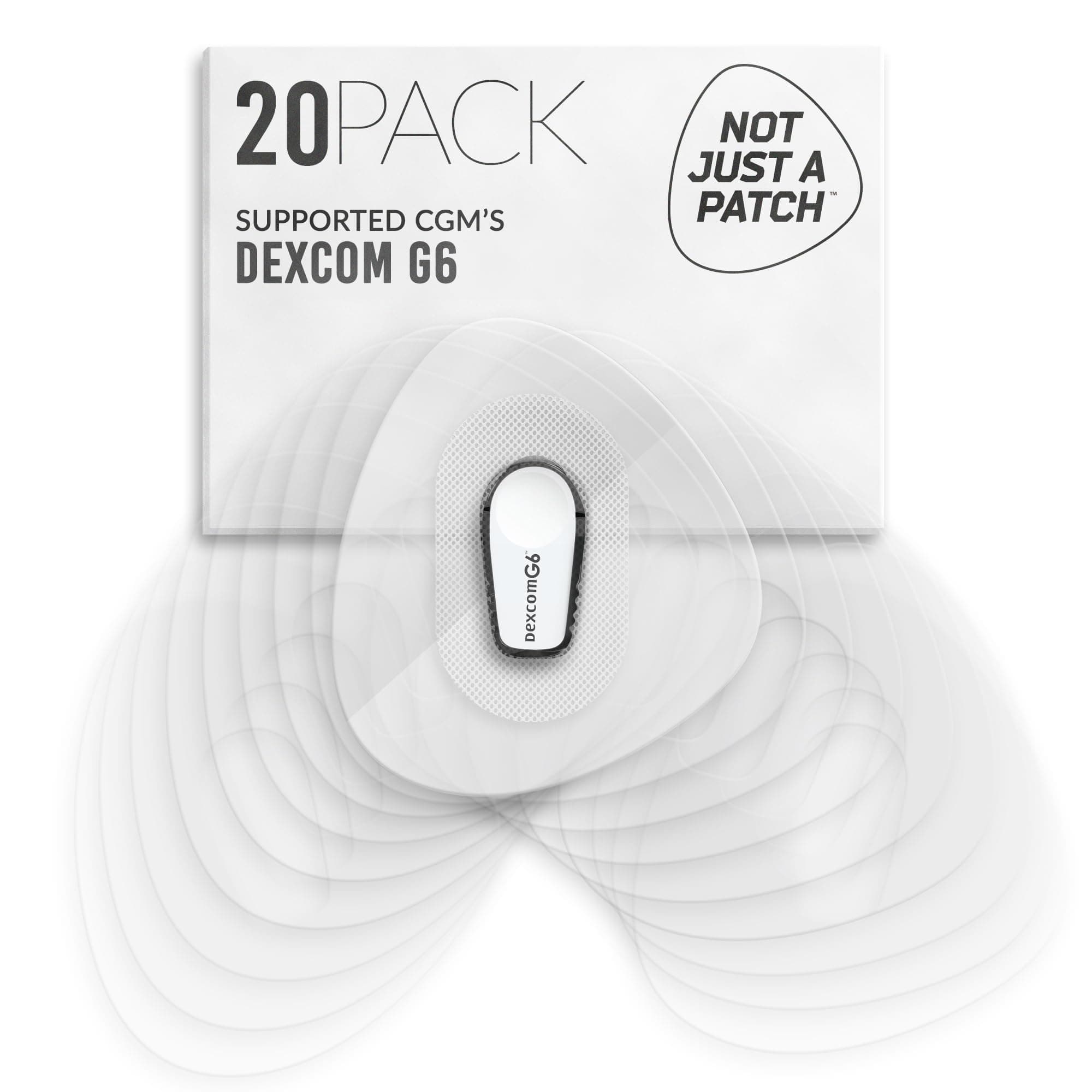 NOT JUST A PATCH CGM Sensor Patches for Dexcom G6 (20 Pack) - Durable Protection for 10-14 Days - Clear Transparent Pre-Cut Dexcom G6 Adhesive Patches