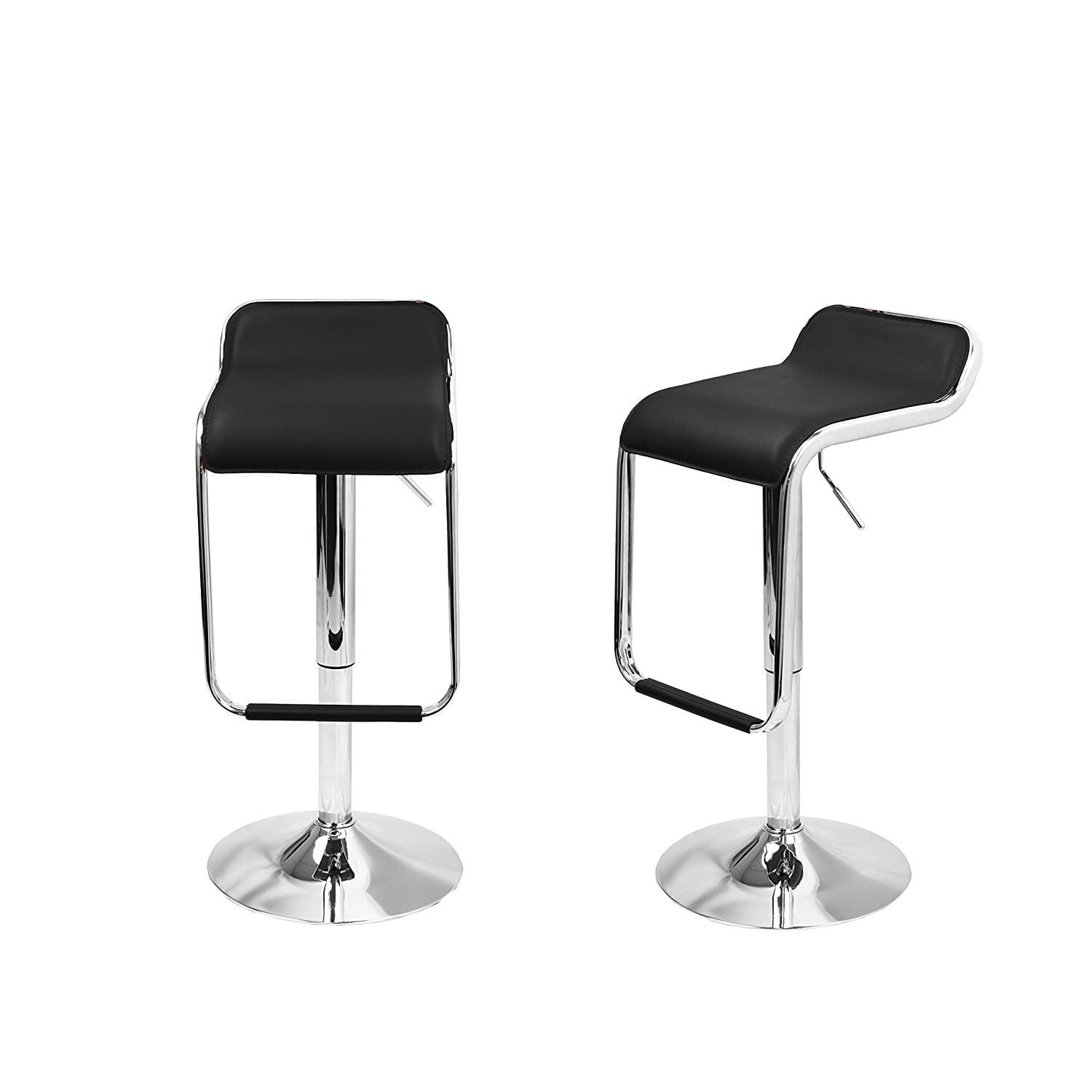 MagshionSet of 2 Square Seat Design Swivel Bar Stool Chair Counter Kitchen (Black)