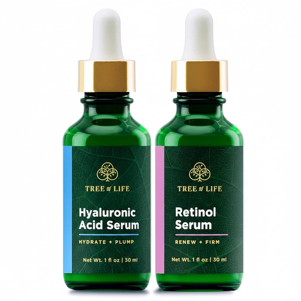 Facial Skin Care Set, Brightening, Firming, Hydrating, Dry Face, Dermatologist Tested - Retinol Serum and Hydrating Hyaluronic Acid - Skin Care Kit, 2 count of 1 Fl Oz