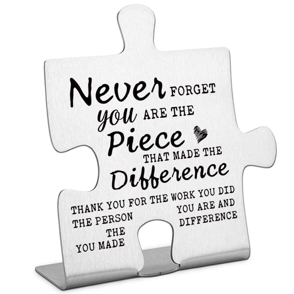 Thank you Appreciation gifts for Mentor Teacher Nurse, Going Away Gift Retirement Gift for Coworker Boss, Never forget you are the Piece that Made the Difference, Funny Office Desk Decor