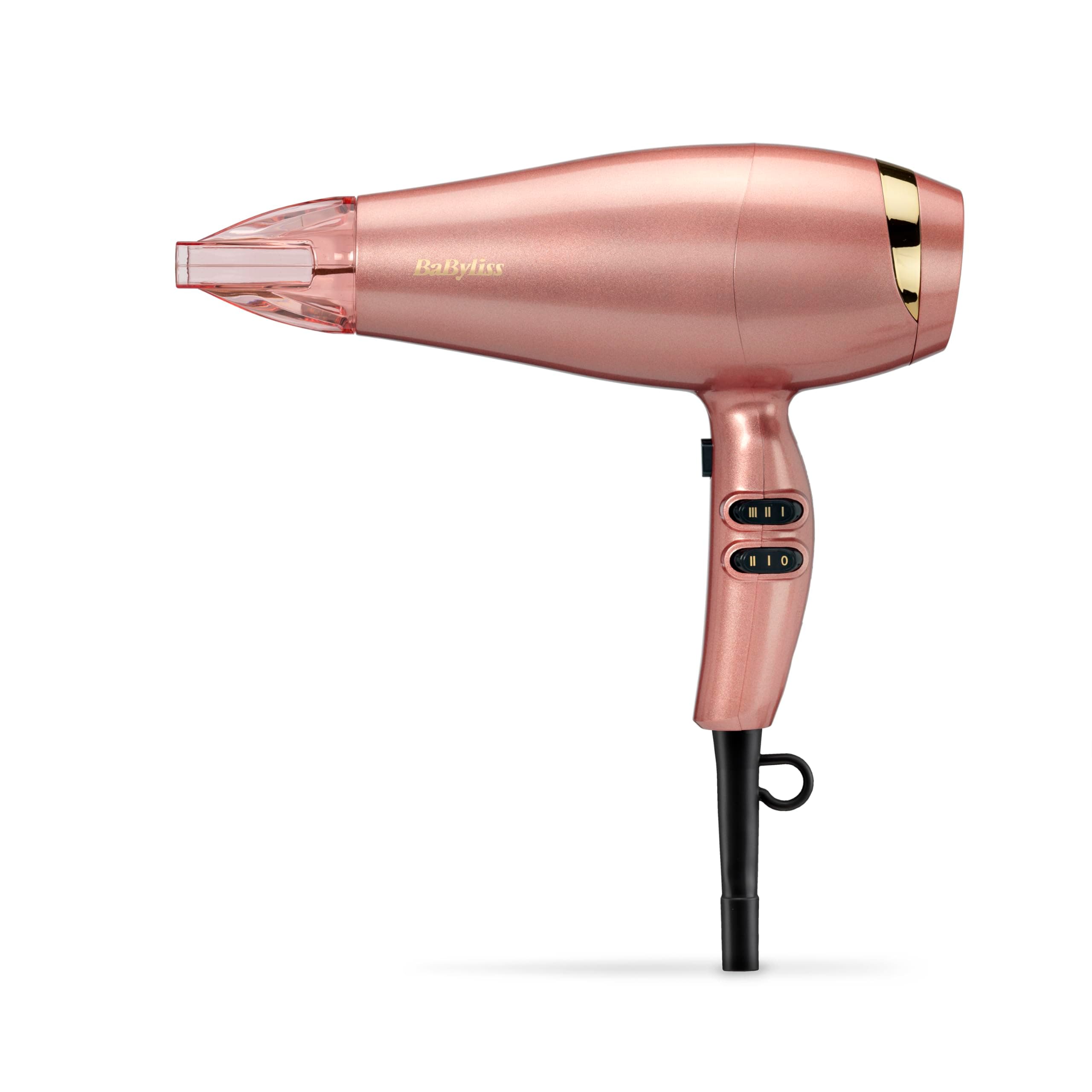 BaByliss Rose Gold Hair Dryer - 2100W Professional Ionic Blow Dryer, Lightweight Travel Hairdryer, Fast Drying Ceramic Hair Dryer, 3 Heat & 2 Speed Settings, Rose Gold, 5336U