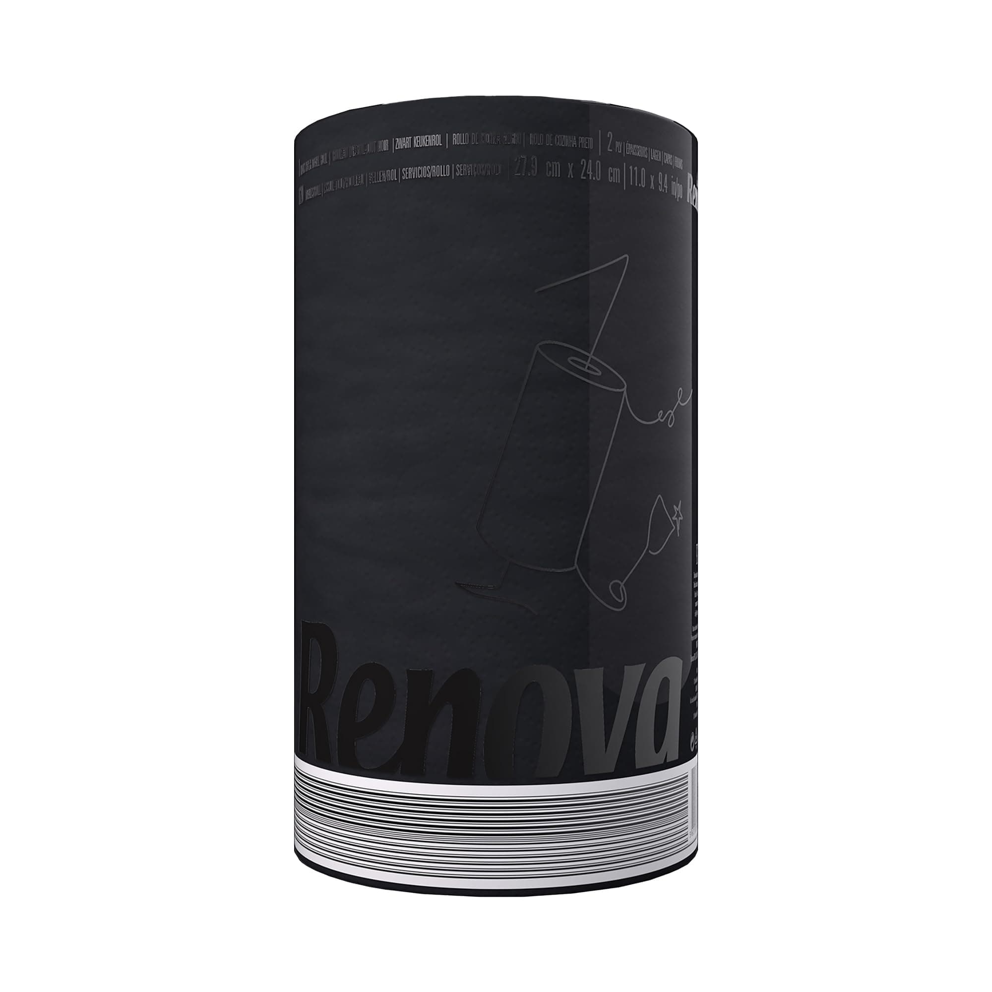 Renova Single Roll Kitchen Paper Towels, Black