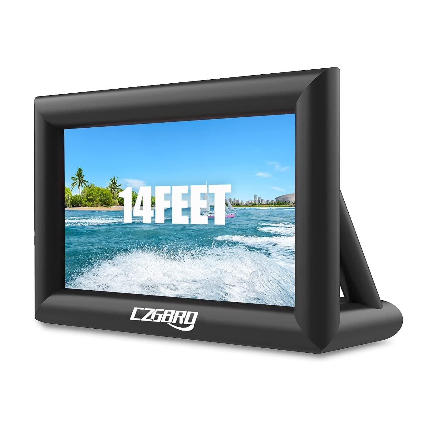 CZGBRO Inflatable Projector Screen - Outdoor Movie Screen Blow Up for Movie Parties Backyard Outside, Inflatable Screen with Air Blower and Carry Bag, Front and Rear Projection (14FT with Blower)