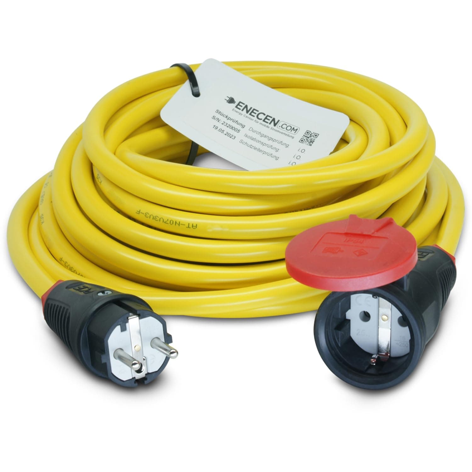 Schuko European Extension Lead 230 V 16 A IP20 K35 AT-N07 V3V3-F 3G2.5 mm² Yellow with Rubber St/KU