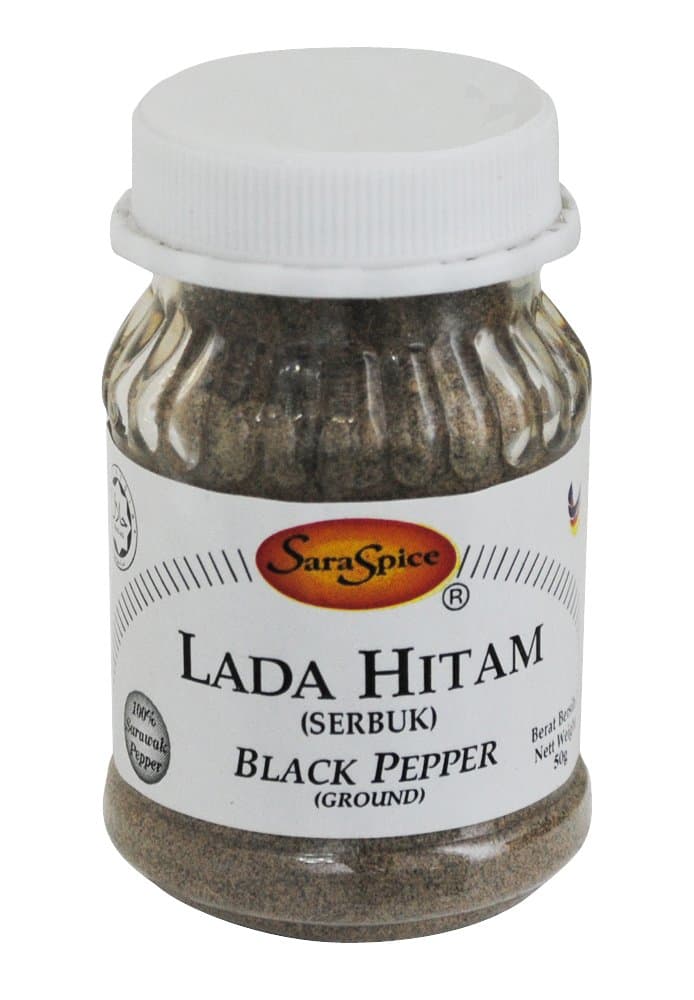 World Renowned Sarawak Ground Black Pepper, Imported Direct from Malaysia (Pack of 2 x 50g)