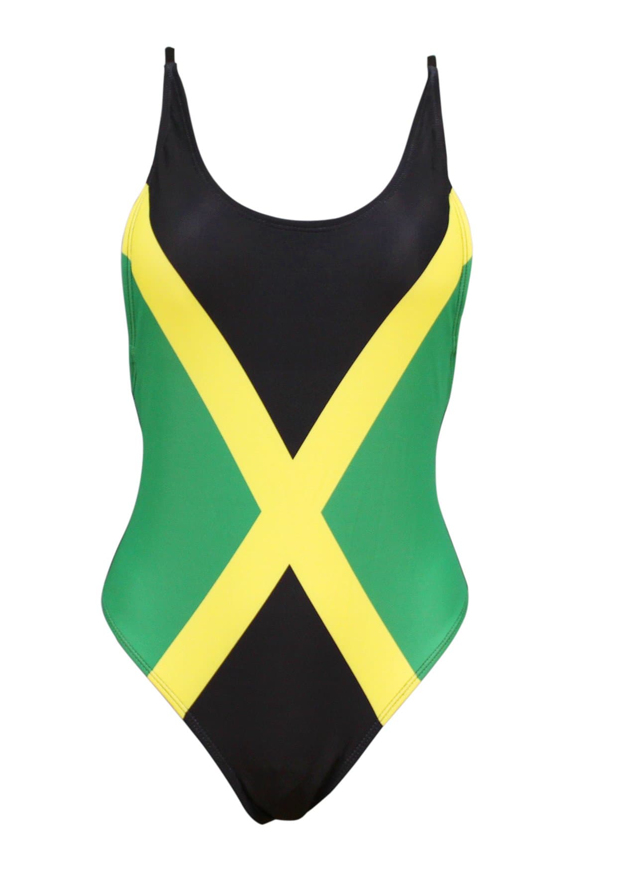 Women's Fashion One Piece Thong Bathing Suit Caribbean Jamaica Flag Monokini Swimsuit Swimwear