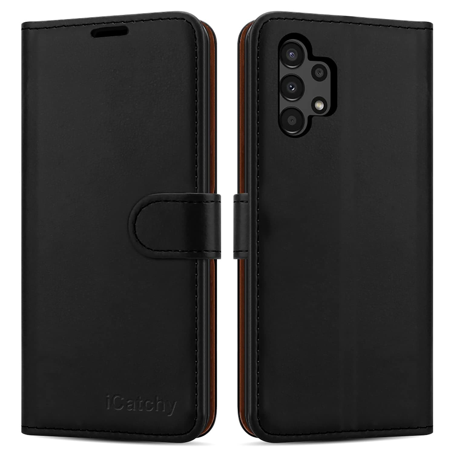 iCatchy Samsung Galaxy A13 4G Black Leather Wallet Case