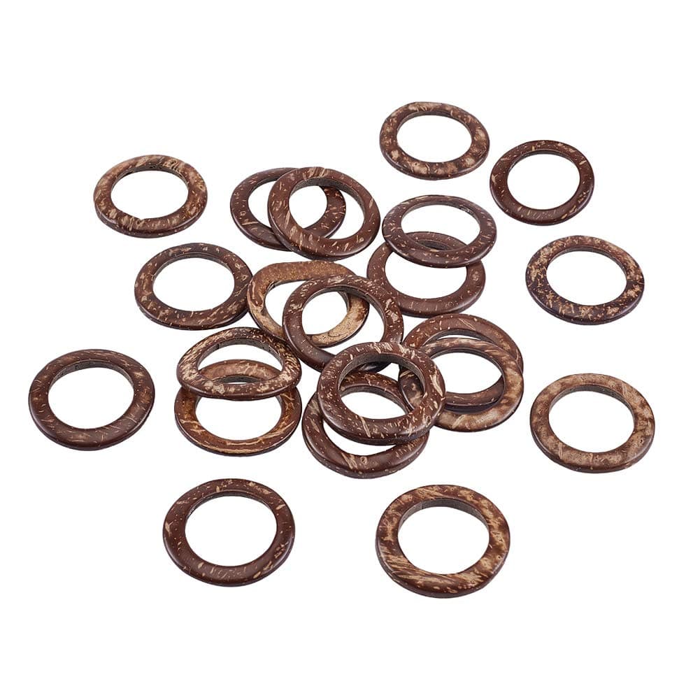 PH PandaHall Coconut Wood Linking Rings, 38mm/1.5" Natural Wood Rings 20pcs Flat Round Cricle Pendant Charm for Earring Bracelet Necklace Macrame Jewelry DIY Craft Making, No Hole, Coconut Brown