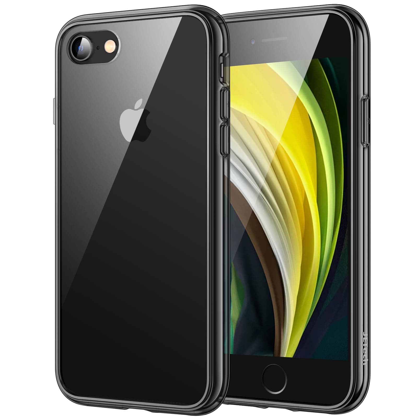 JETech Case for iPhone SE 3/2 (2022/2020 Edition), iPhone 8 and iPhone 7, 4.7-Inch, Non-Yellowing Shockproof Phone Bumper Cover, Anti-Scratch Clear Back (Black)