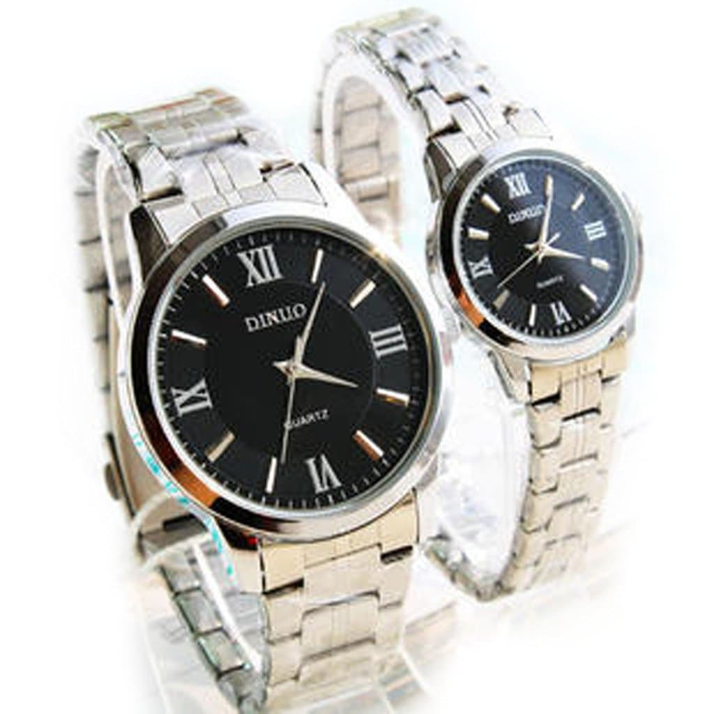 Black Face Cool Couple Lover Watches Stainless Steel