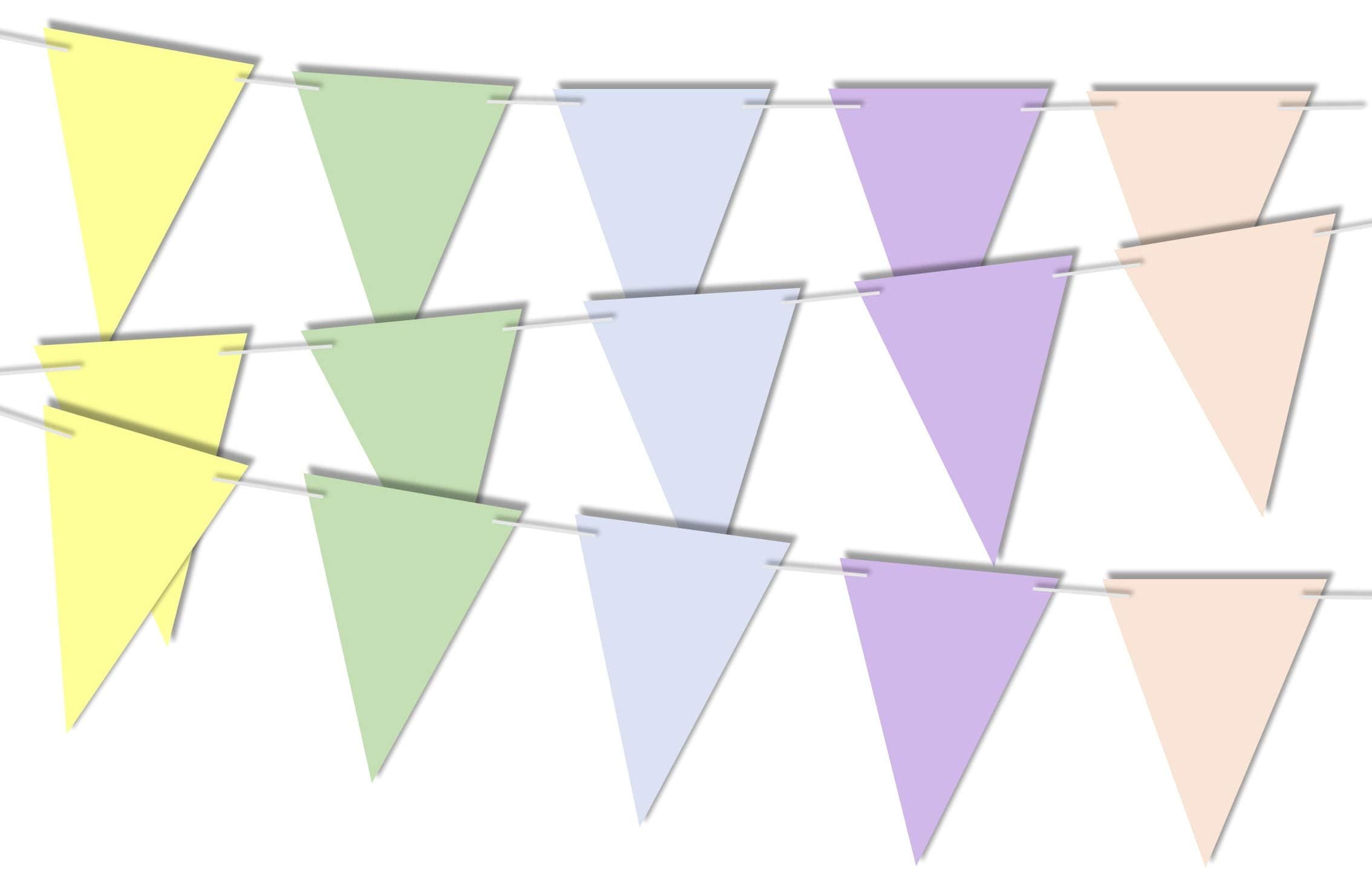 RPP 20 Pieces Pastel Rainbow Multicolour Triangle Flags Garland Bunting Banner for Party Wedding Birthday Festival Decoration with 10m string