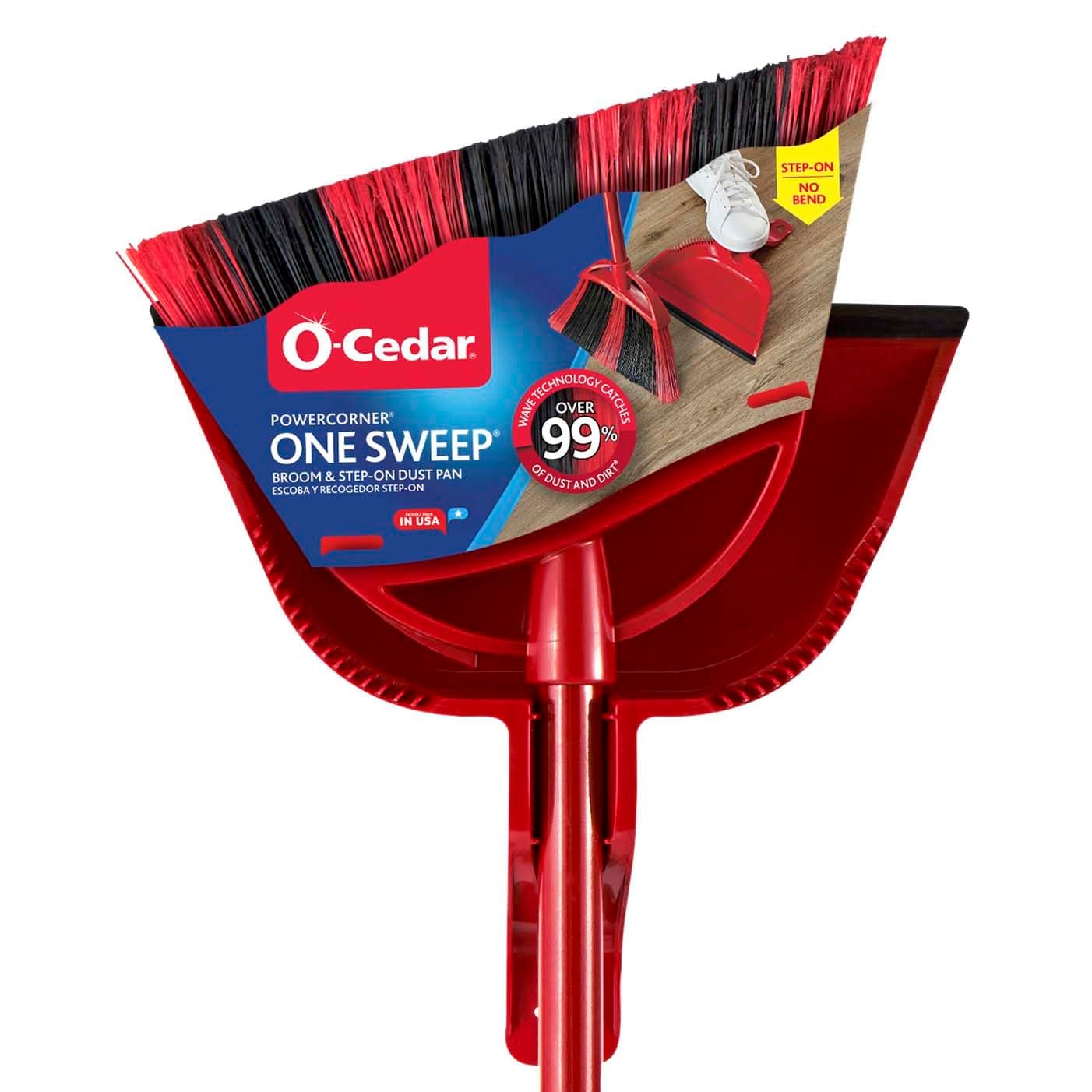 O-Cedar One Sweep Broom with Step-On Dustpan | Remove 99% with One Sweep | Lightweight Quiet Cleaning Tool | Ideal for Pet Owners