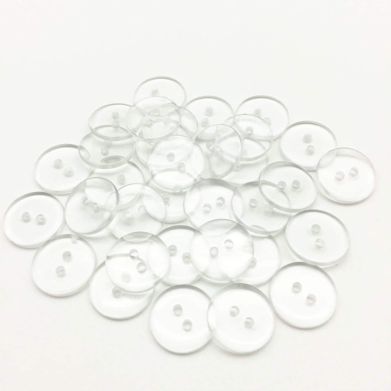Qaxlry Clear Transparent Resin Round Sewing Shirt Button Embellishments Pack of 100 (15mm)