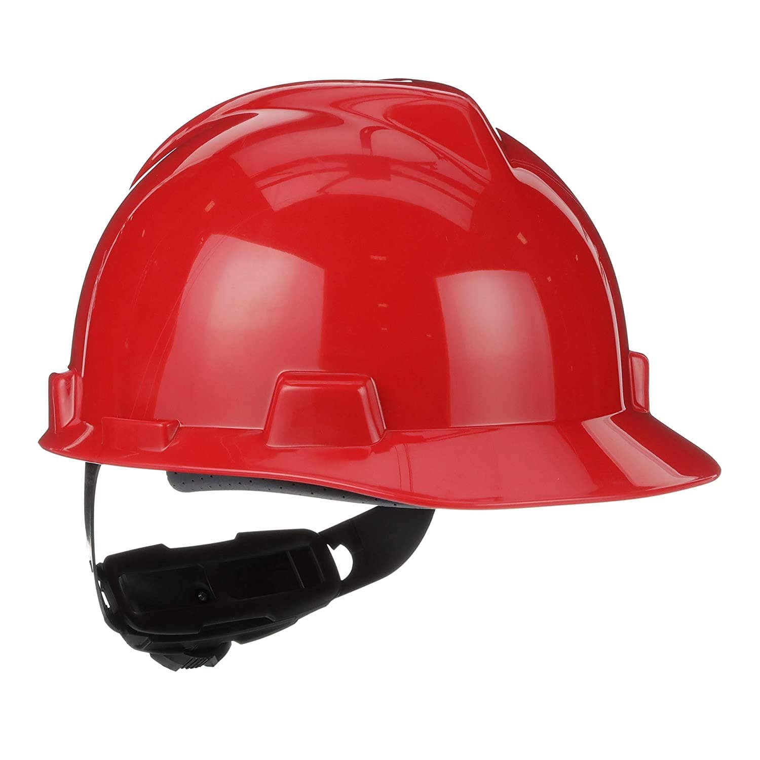 MSA 475363 V-Gard Cap Style Safety Hard Hat With Fas-Trac III Ratchet Suspension | Polyethylene Shell, Superior Impact Protection, Self Adjusting Crown Straps - Standard Size in Red