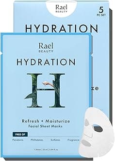 Rael Bamboo Face Sheet Mask - (Hydration, 5 Sheets) Hydro Lock Real Natural Facial Mask With Moisturizing For Dewy, Hydrating and Glowing Skin by Rael