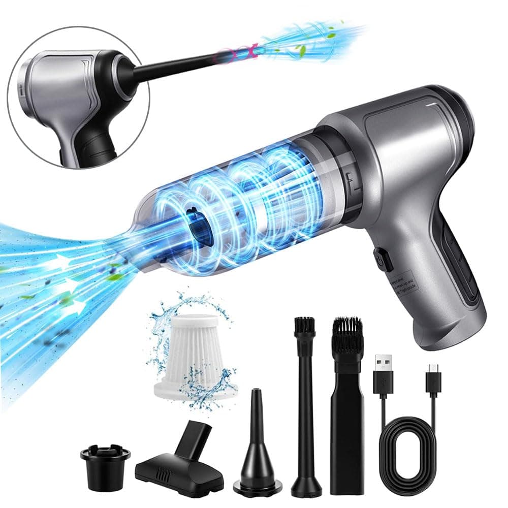 Handheld Car Vacuum Cleaner,19000PA High Power Vacuum Cleaner & Air Duster with Brushless Motor,3 in 1 Portable Vacuum Cleaner Rechargeable for Home,Office,Kitchen,Cars, Silver