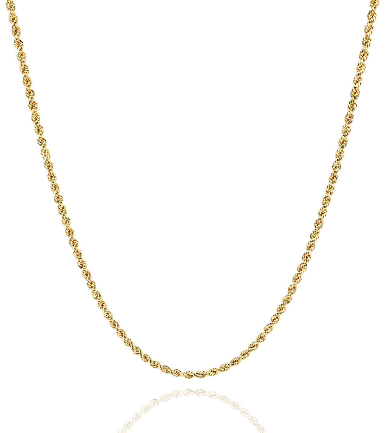 Jewelry Atelier Gold Chain Necklace Collection - 14K Solid Yellow Gold Filled Rope Chain Necklaces for Women and Men with Different Sizes (2.1mm, 2.7mm, or 3.8mm)