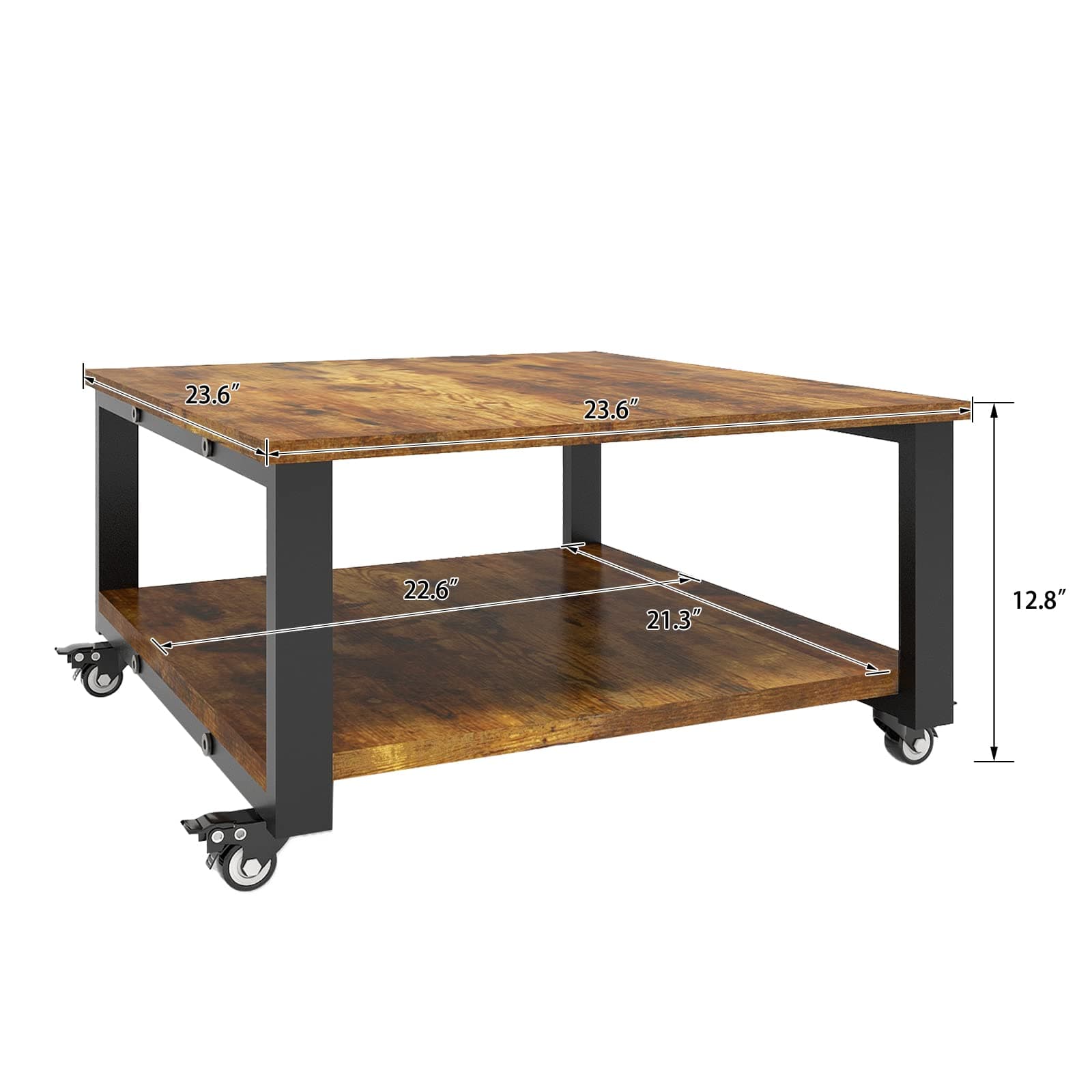 Natwind 2 Tier Laser Printer Stand,23.6''x23.6''x12.6'' Large Printer Table Copier Stand,Heavy Duty Rolling Printer Cart with Wheels for Home Office (Retro)