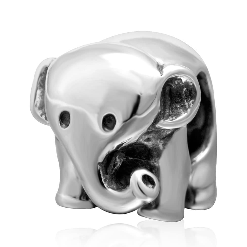Elephant Charm - 925 Sterling Silver Charm - Animal Charm Fit European Bracelet