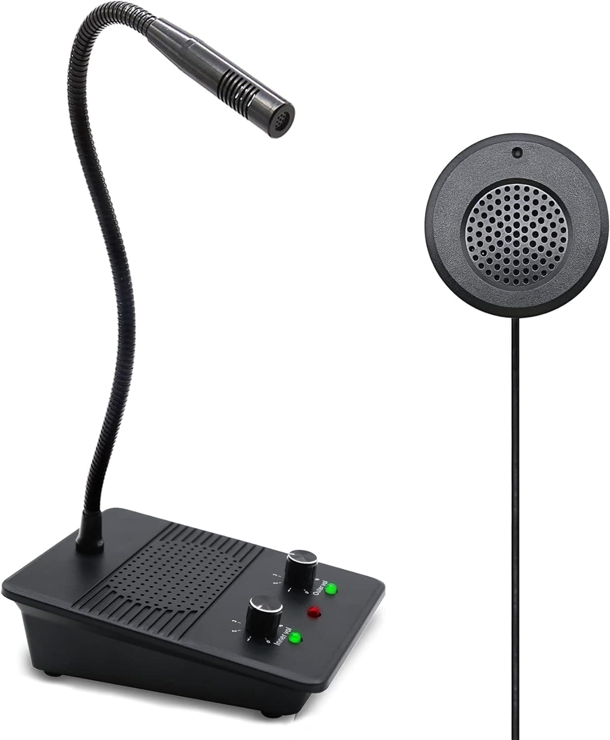 Window Speaker Intercom System Anti-Interfernce Dual-Way Intercommunication Microphone and Speaker Bank Window Inercom for Glass Window Microphone for Business/Bank/Office/Hospital