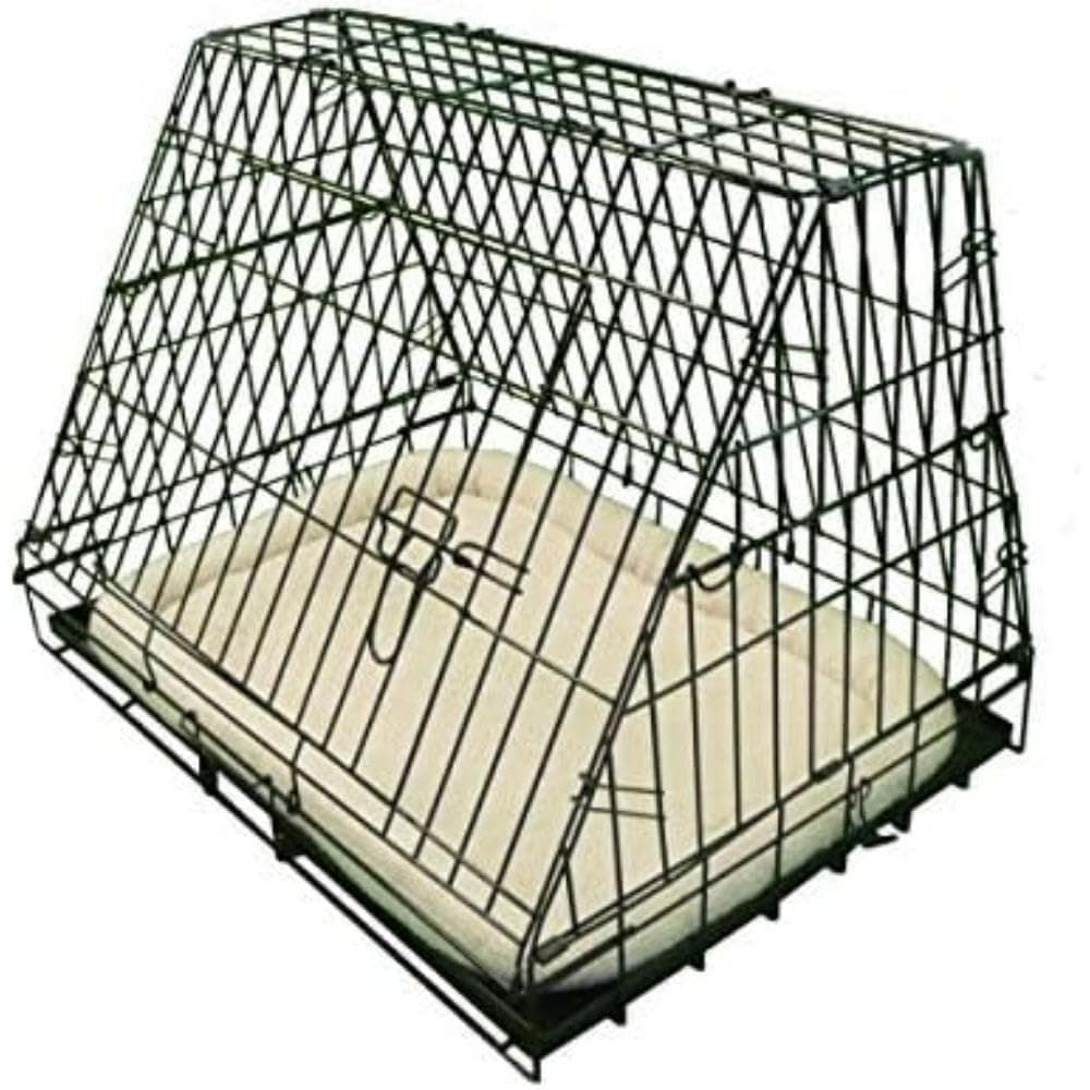 Ellie-Bo Ellie Bo Deluxe Sloping Puppy Cage Medium 30 inch Black Folding Dog Crate with Non-Chew Metal Tray, Fleece and Slanted Front For Car