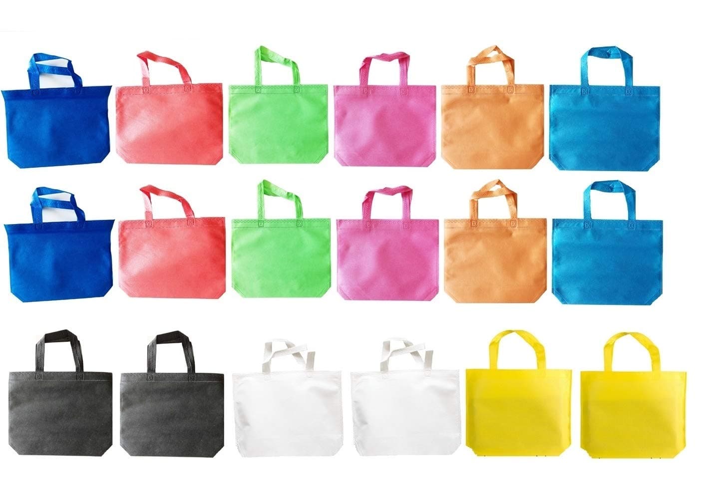 king's deal Gift Bags-18Pack(9 Color X 2) Non-Woven Shopping Tote Bags with Handles Multi Color Cloth Fabric Reusable Totes Bulk, Neon Party Favor bags for Birthdays Parties, Goodies, Treats