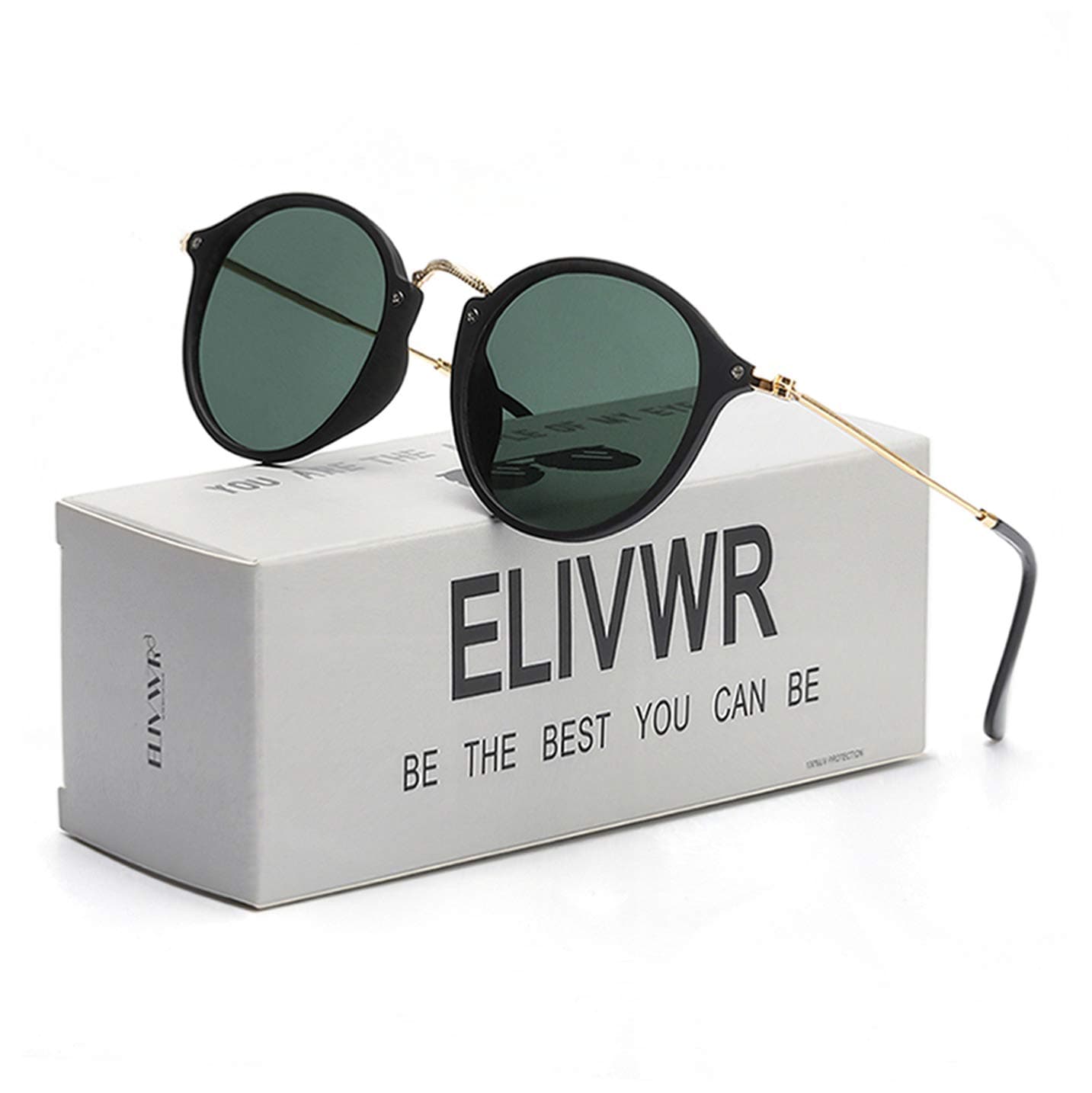 Round Retro Polarized Sunglasses for Men and Women, Vintage Classic Eyewear Style Frame for Driving/Travel/Sport