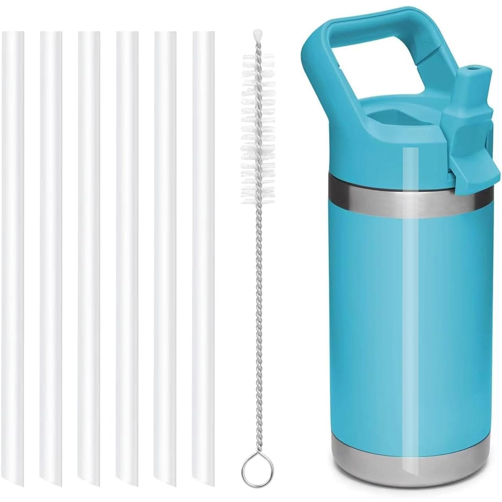 Replacement Straws for YETI Rambler Jr. 12 oz Kids Bottle - 6 BPA, BPS, and BPF Free Straws with 1 Cleaning Brush