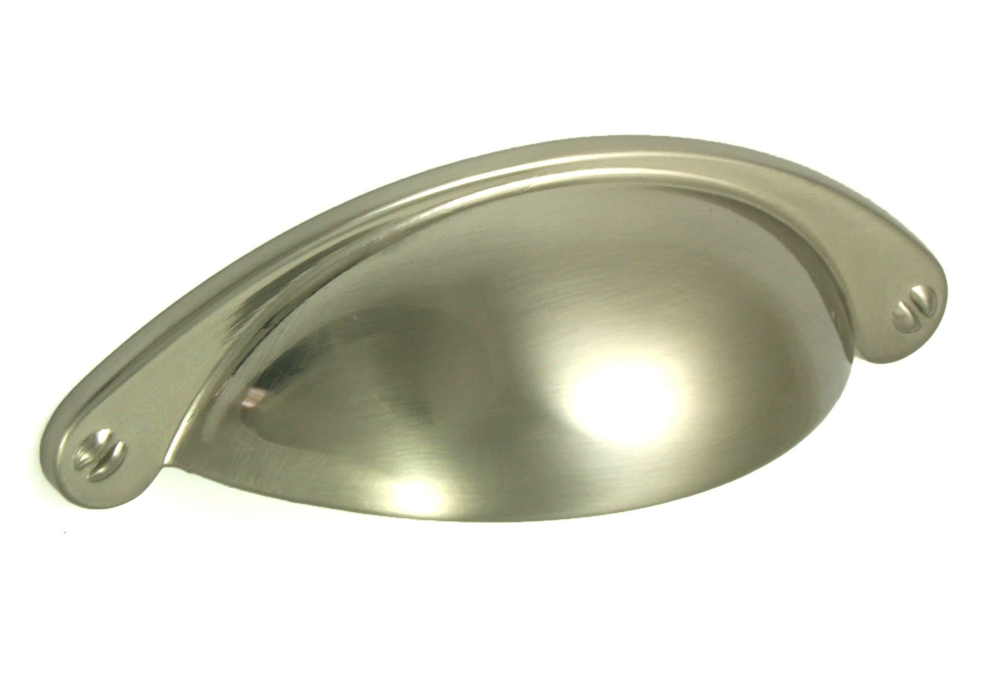 10 x Brushed Nickel Shaker Style Cup Handle. Kitchen or Cupboard Handles Stainless Steel