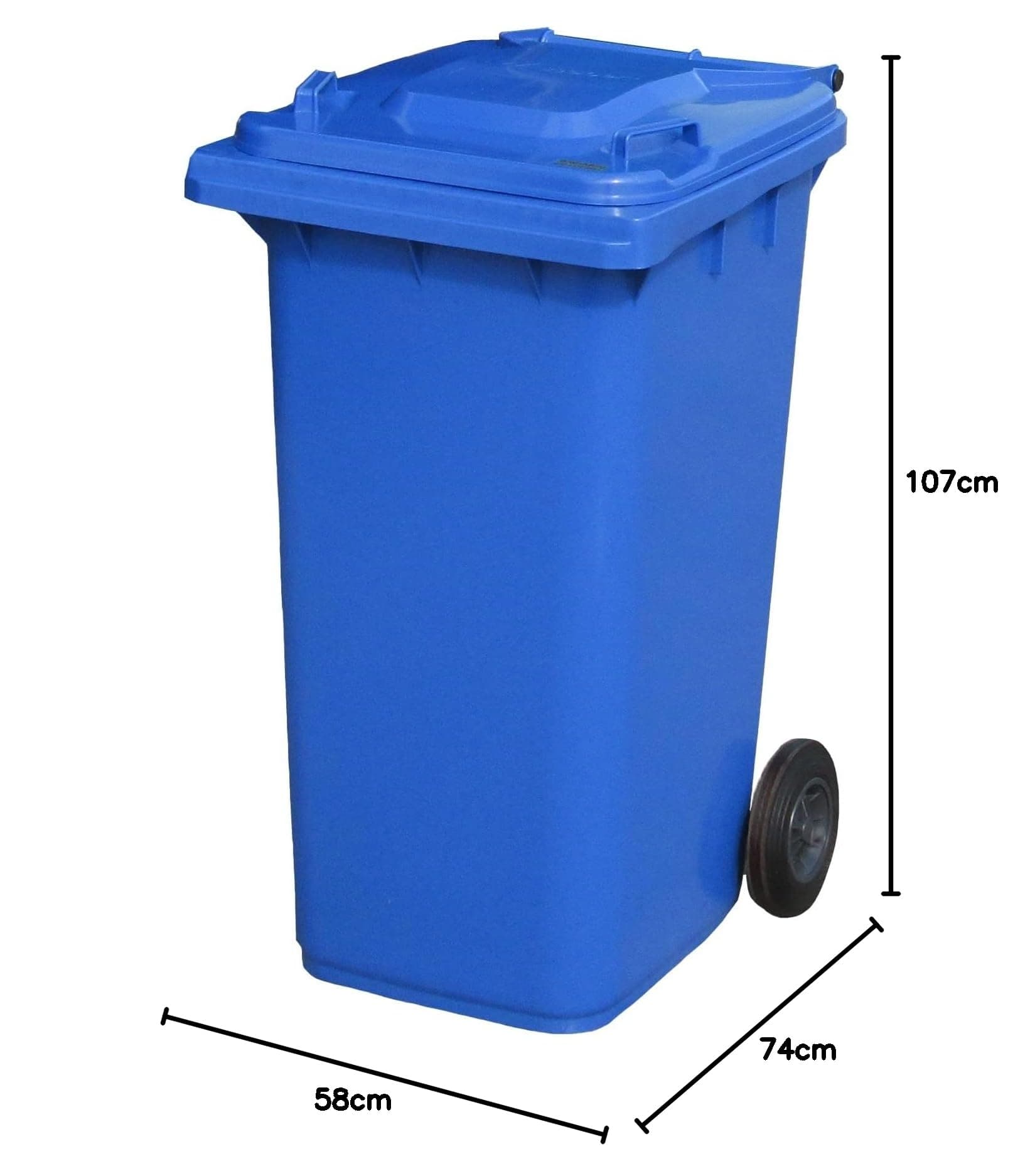 BritishBins Blue 240 ltr Wheelie Bin - Standard Size Household Wheelie Bin (For Many Councils) - Tough & Durable - For All Your Outdoor Rubbish & Recycling - EN840 Certified & Tested
