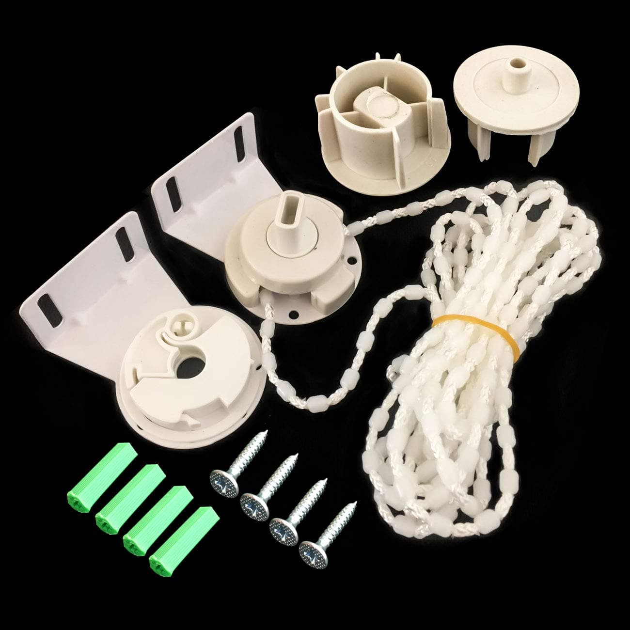 MMonDod Roller Blind Shade Clutch Kit, Metal Core Clutch Bracket + Plastic Beaded Chain Repair + Blinds Connectors Shade Repair kit 38mm Tube