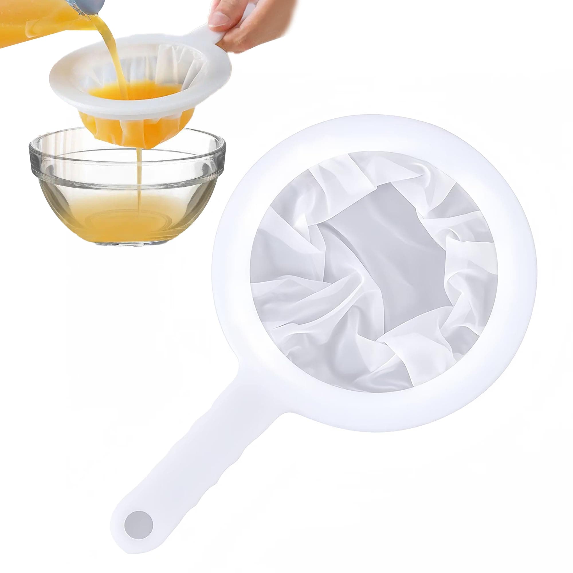 Fine Mesh Plastic Kitchen Sieve, Mesh Filter Net with Handle Hook, Food Filter, for Seedless Jam, Flour, Yoghurt, Soy Milk - 24 * 15cm